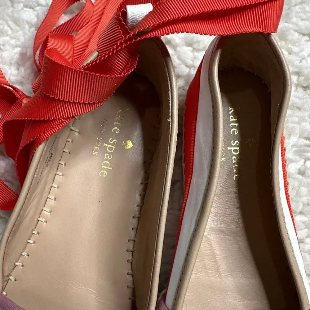 Kate Spade Leena Rainbow-Striped Leather Espadrilles Orange Summer Coastal